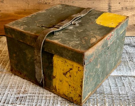 vintage metal military box with metal curl on lid|custom military metal boxes.